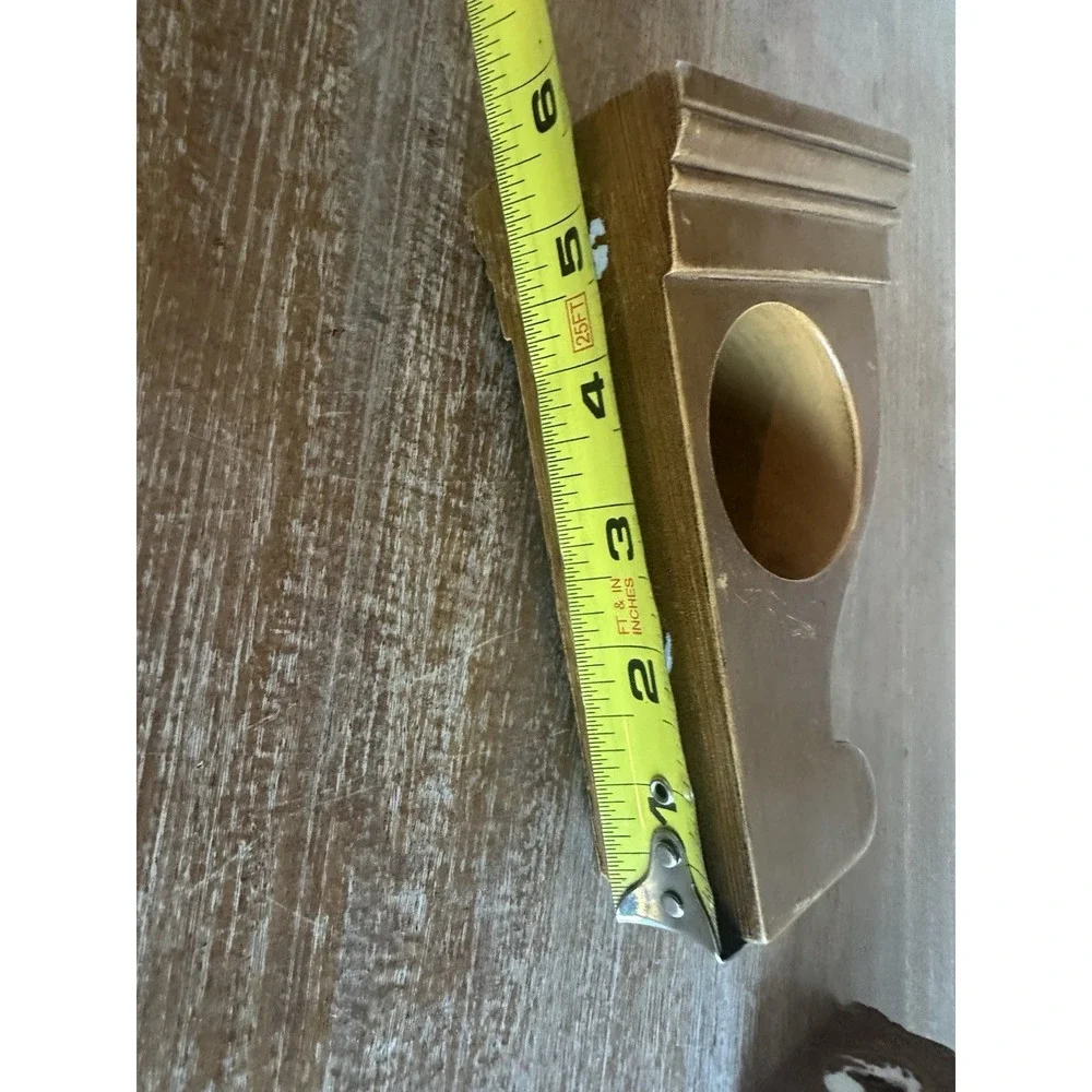 Vintage Set of 2 Ornate Resin Curtain Rod Holders Brushed In Natural Oak RARE